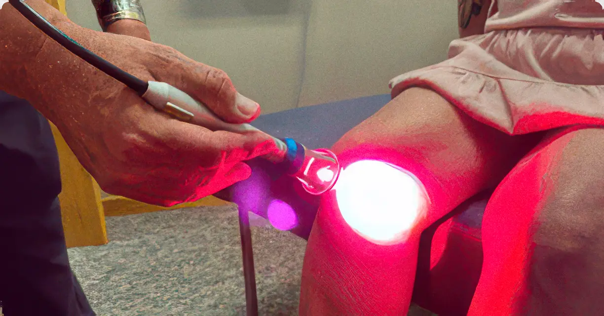 Class IV laser therapy being applied to a patient’s knee