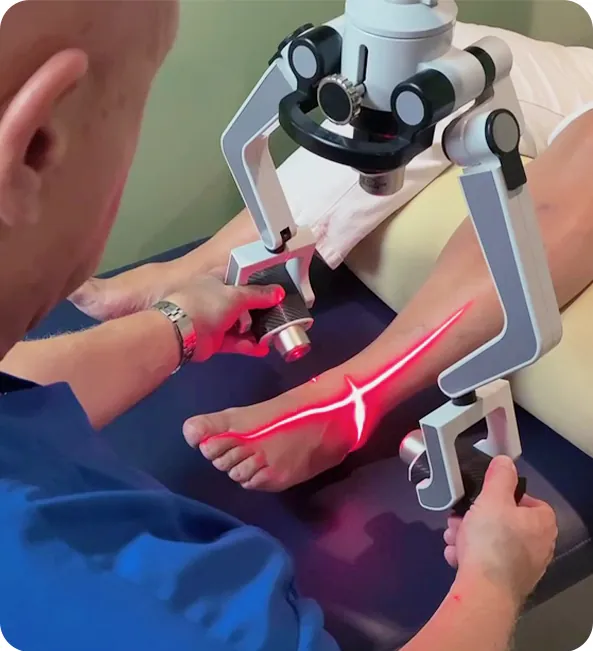 Cold laser therapy being applied