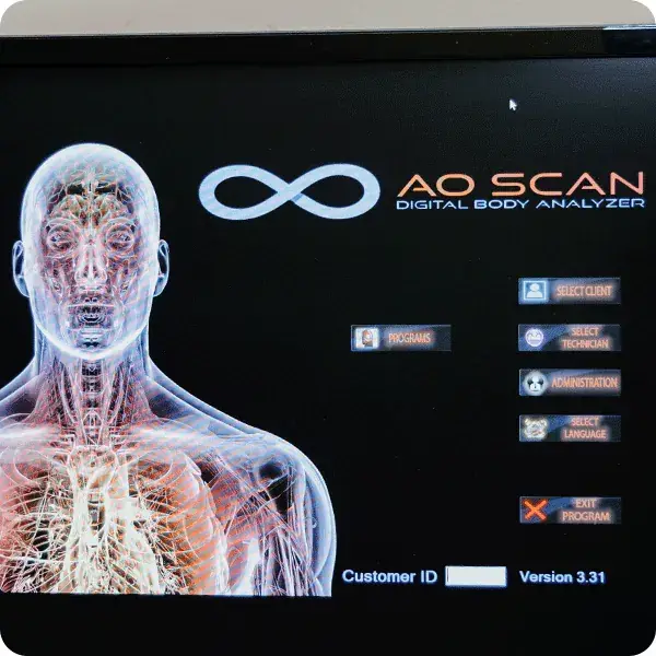 The AO digital body scan results on screen