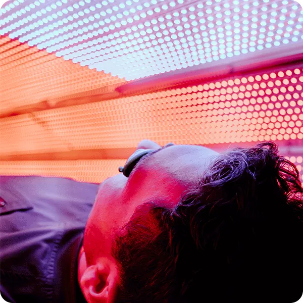 The LED red light therapy chamber at the clinic