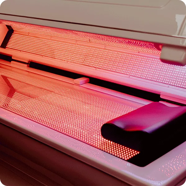 Inside the LED red light therapy chamber