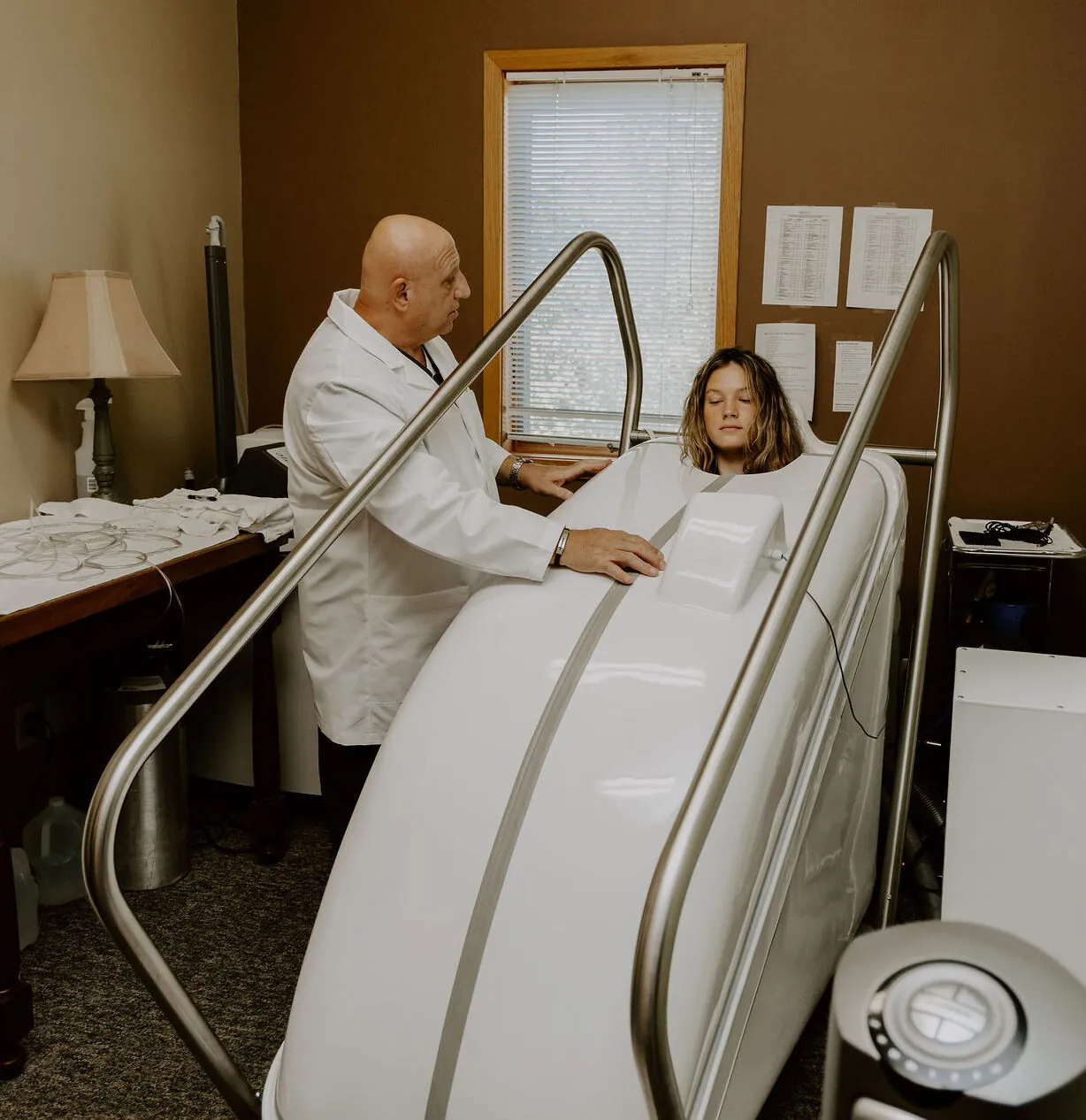 Woman doing HOCATT therapy